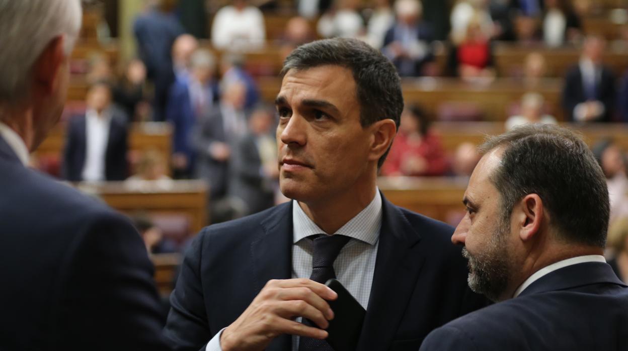 Pedro Sánchez, ayer, en la sesión del Congreso de los Diputados en la que se aprobó la moción de censura a Rajoy