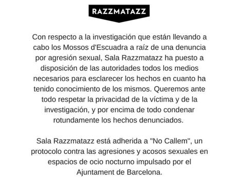 EI comunicado de la sala Razzmatazz