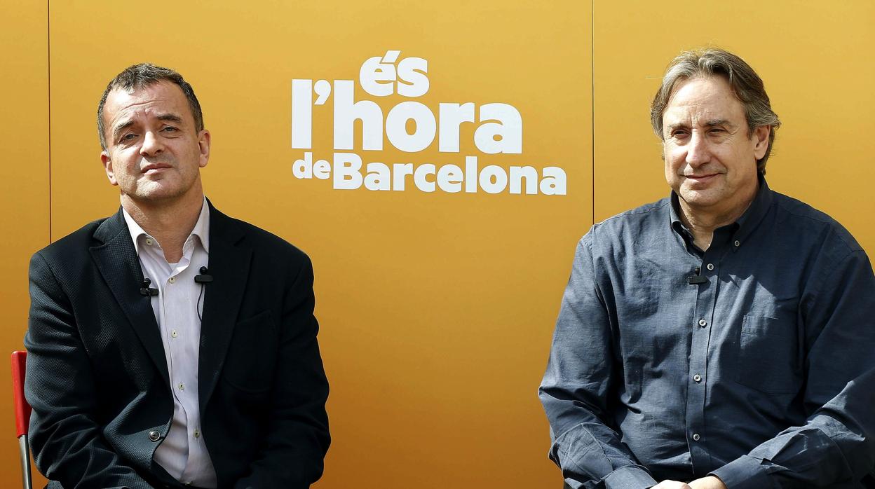 Puigcorbé, junto a Alfred Bosch, durante la campaña de las municipales de 2015