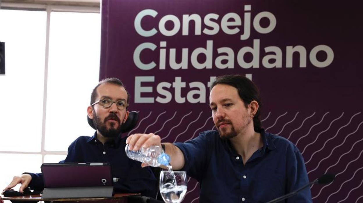 Pablo Iglesias y Pablo Echenique en un Consejo Ciudadano Estatal de Podemos
