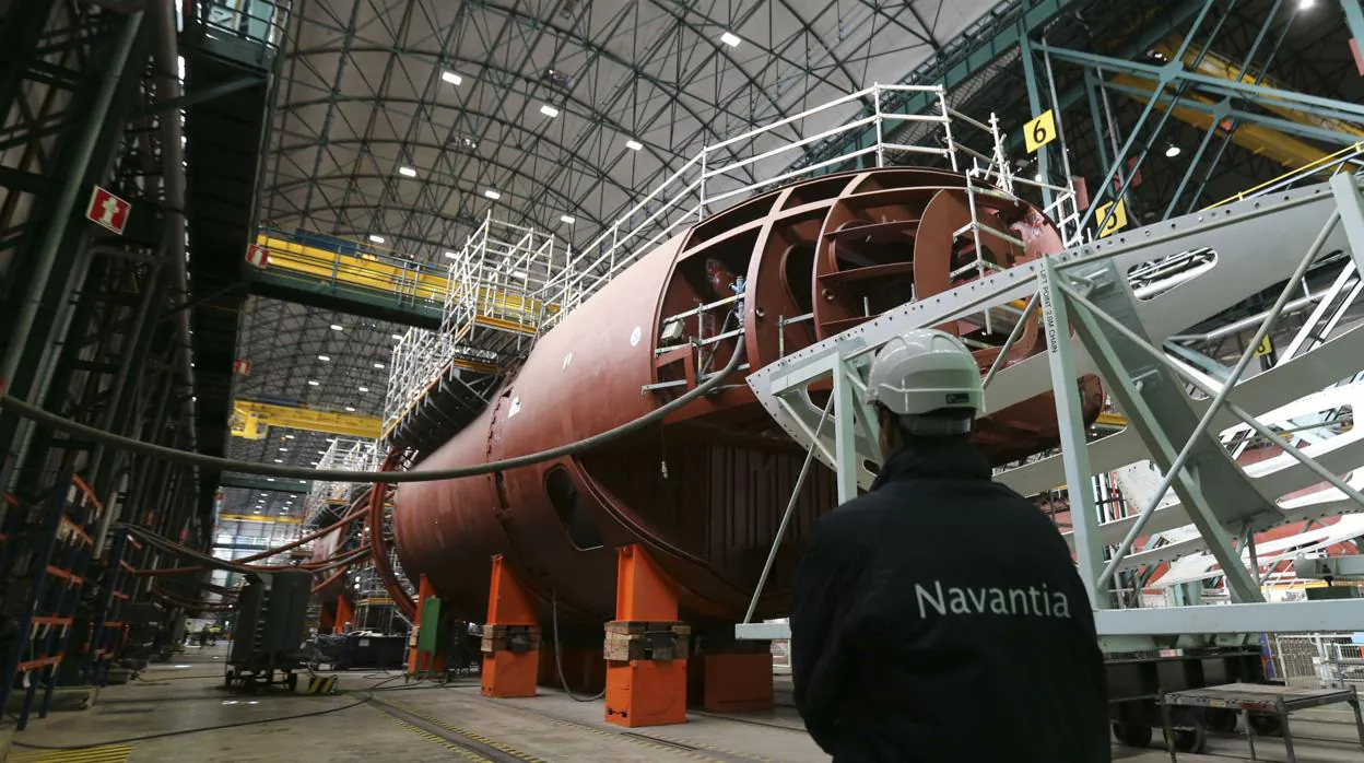 Uno de los submarinos S-80 de la empresa Navantia en construcción