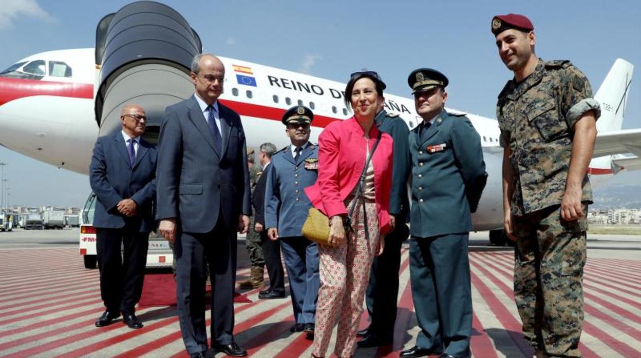 La ministra de Defensa, Margarita Robles, a su llegada este jueves a Beirut