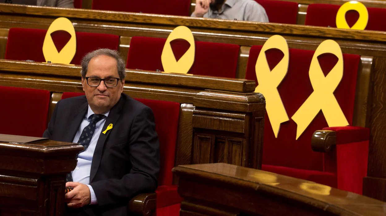 Quim Torra, hoy, en el Parlamento de Cataluña