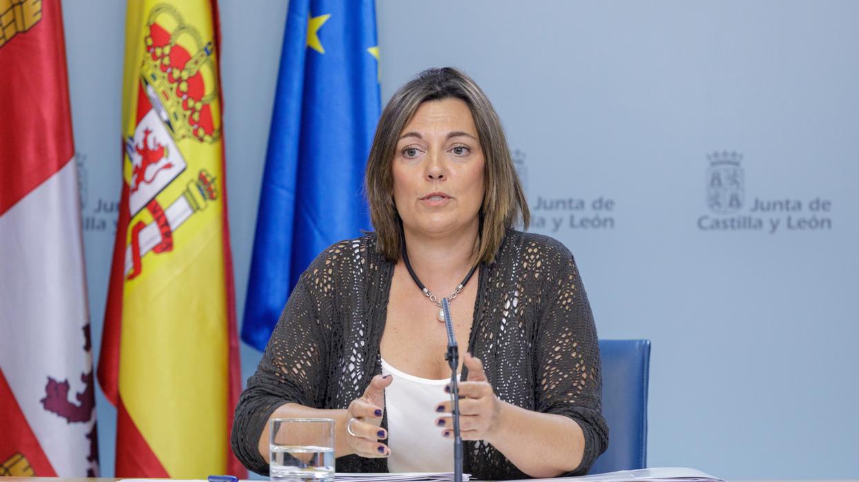 La consejera de Agricultura y portavoz de la Junta, Milagros Marcos, durante la rueda de prensa posterior al Consejo de Gobierno de Castilla y León