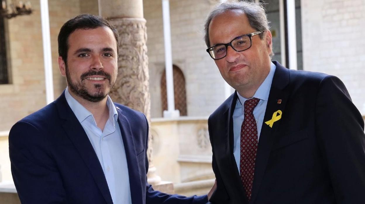 Alberto Garzón y Quim Torra, hoy en Barcelona