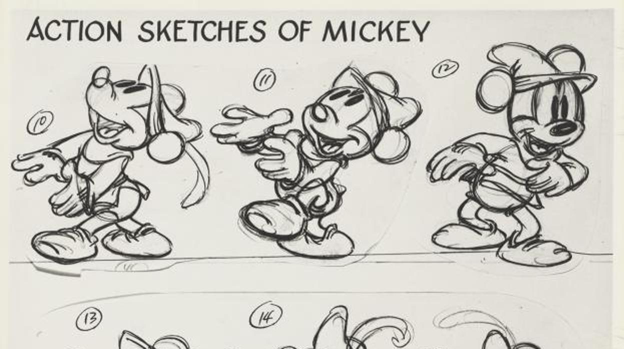 Bocetos del proceso creativo del personaje de Micky Mouse