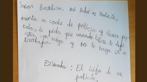 La carta del hijo de un policía a Barbero: «Le pido que cuando libre le deje estar conmigo»