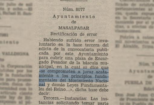 Edicto publicado en el Boletín de la Provincia de Valencia el 22 de julio de 1978