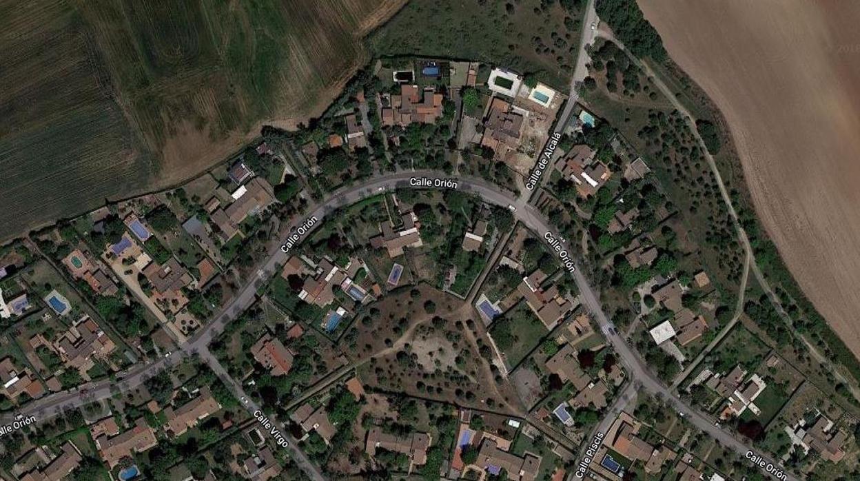 Vista aérea de Google Maps de la Calle Orión, en Alalpardo