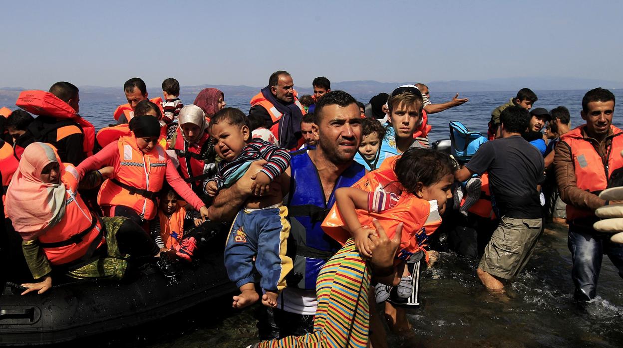 Refugiados sirios en la isla de Lesbos, Grecia
