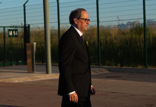 El presidente catalán, Quim Torra, entrando en Lledoners