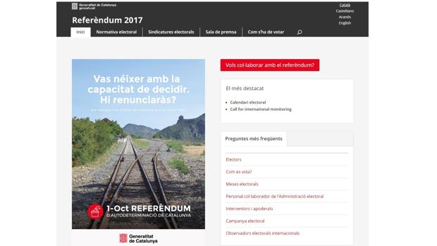 La Generalitat se desmarca de la reactivación de la web del 1-O