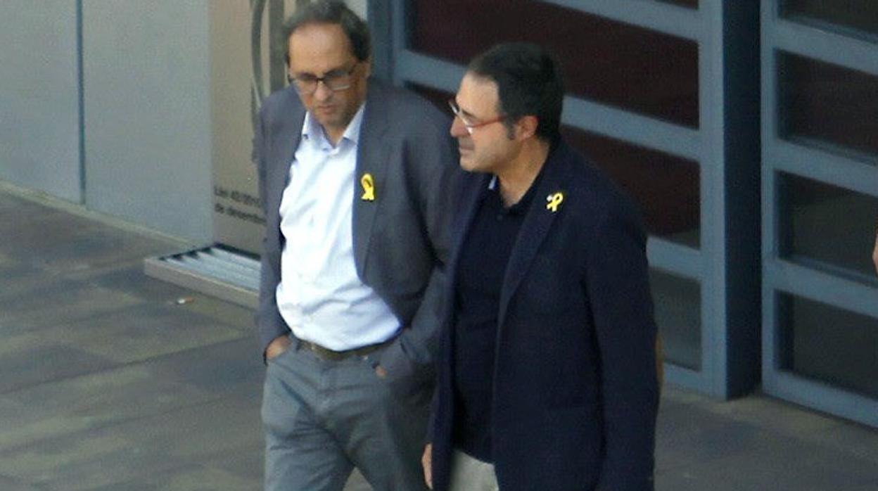 Quim Torra tras su visita a Carme Forcadell en la prisión Mas d'Enric, en El Catllar (Tarragona)