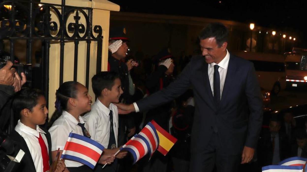 El presidente del Gobierno, Pedro Sánchez, durante su visita a Costa Rica