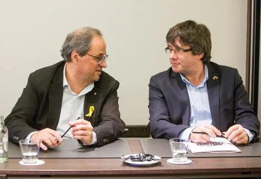 Torra y Puigdemont, este miércoles en su reunión de Junts per Catalunya en Bélgica