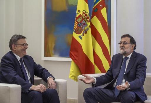 Imagen de la reunión entre Rajoy y Puig celebrada en la Moncloa en septiembre de 2017