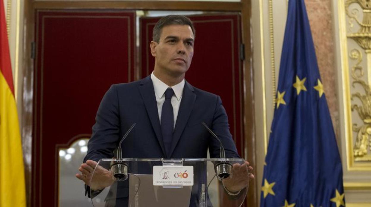 Pedro Sánchez presenta en el Congreso de los Diputados los actos de conmemoración del 40 Aniversario de la Constitución el pasado 6 de septiembre