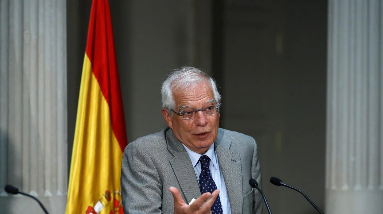 El ministro de Asuntos Exteriores, Josep Borrell, durante una comparerencia esta semana