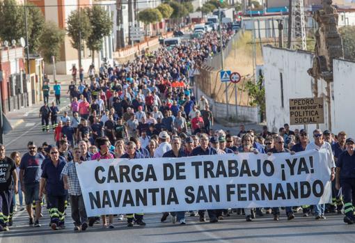 Protesta de los trabajadores de Navantia esta semana ante la incertidumbre por el contrato con Arabia Saudí