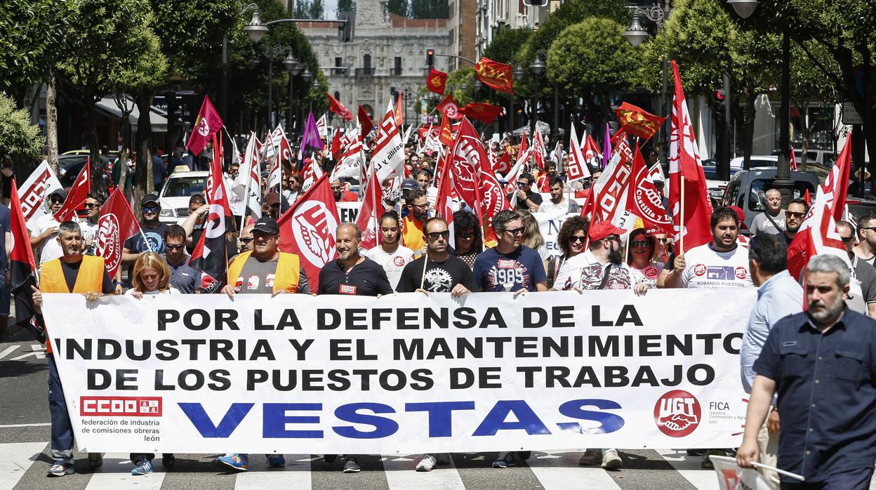 Multitudinaria manifestación celebrada el pasado 6 de septiembre en León a favor de Vestas