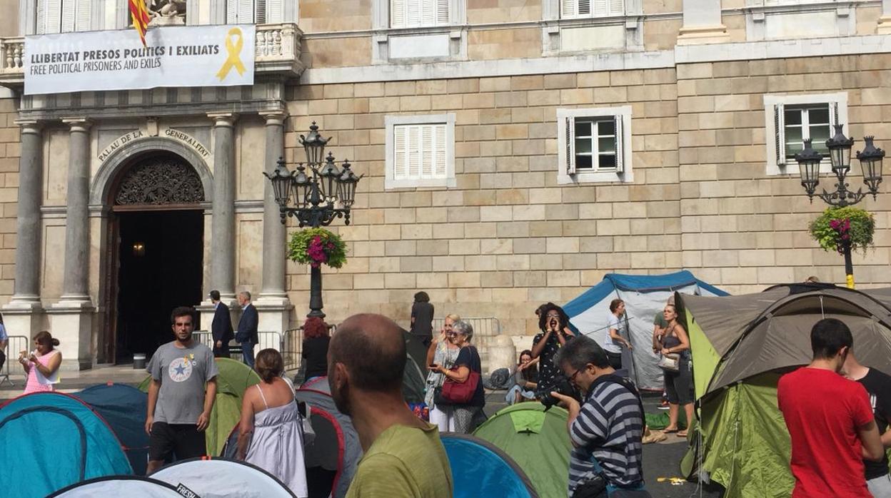 Imagen del campamento desalojado por los Mossos