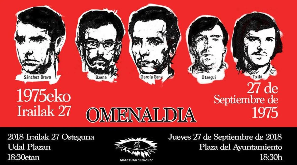 La Delegación del Gobierno en Navarra prohíbe el homenaje a los terroristas fusilados en 1975