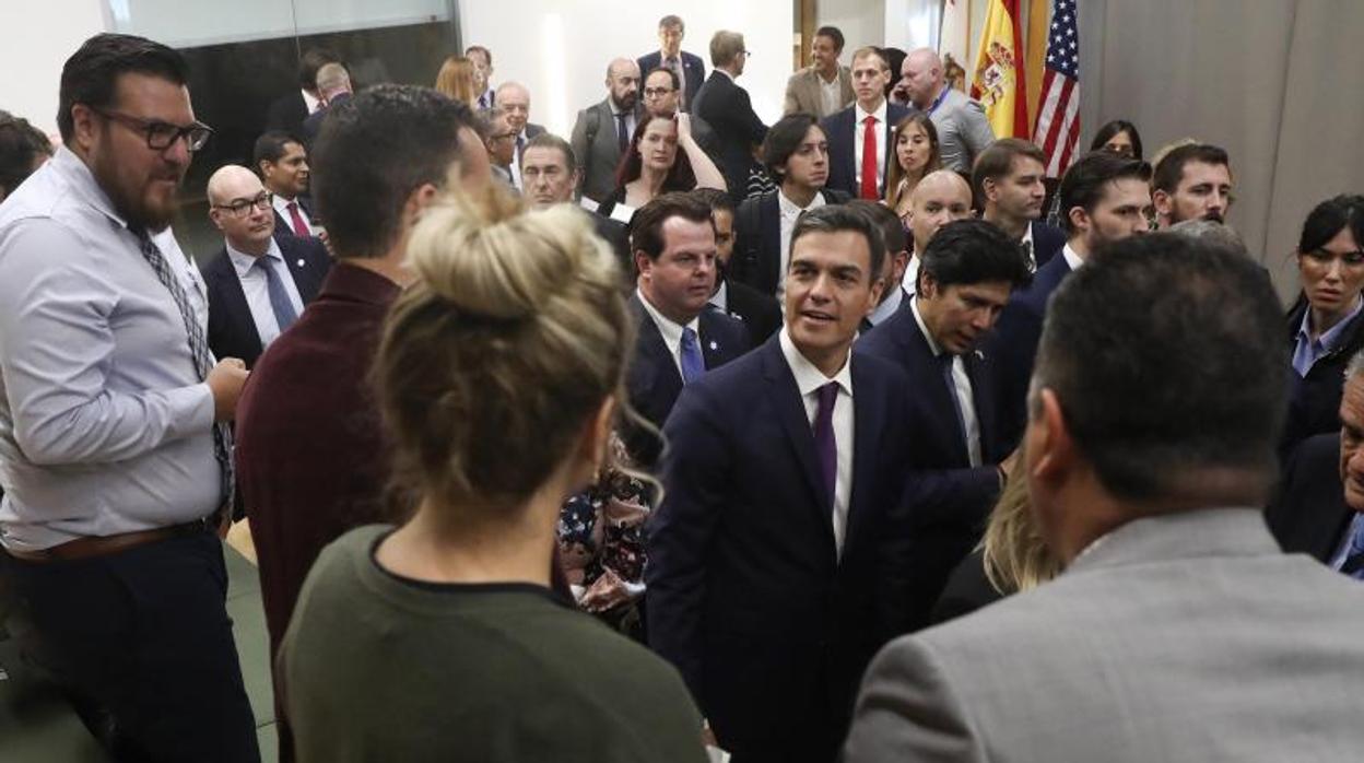El presidente del Gobierno, Pedro Sánchez, este sábado en Los Ángeles