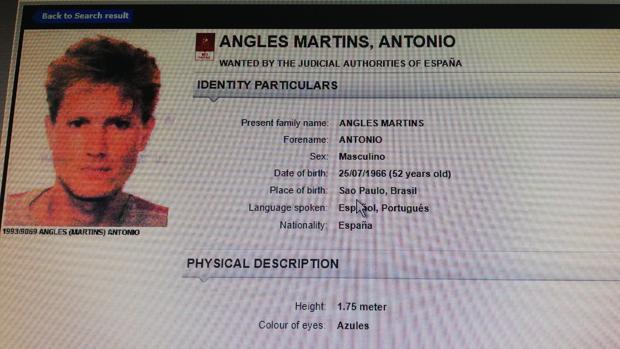 Antonio Anglés encabeza la lista de los diez fugitivos españoles buscados por Interpol