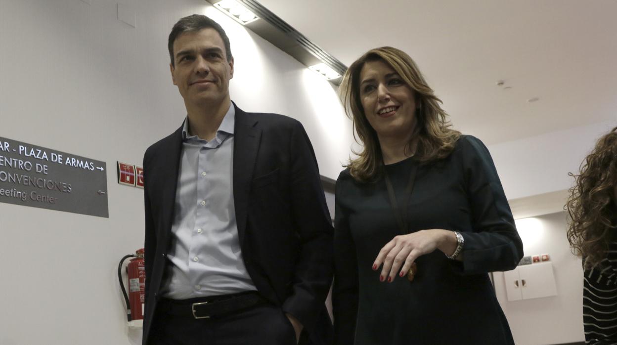 Pedro Sánchez y Susana Díaz en el Foro Joly Andalucía, en el hotel NH Colection, en enero