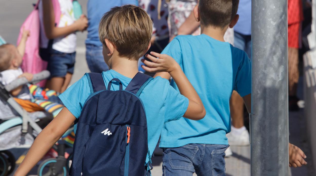 Dos niños acceden a su centro escolar