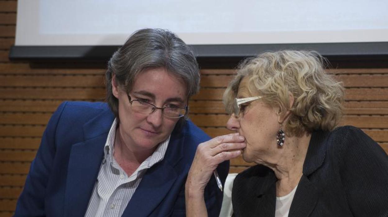 Higueras y Carmena, en rueda de prensa en el Palacio de Cibeles