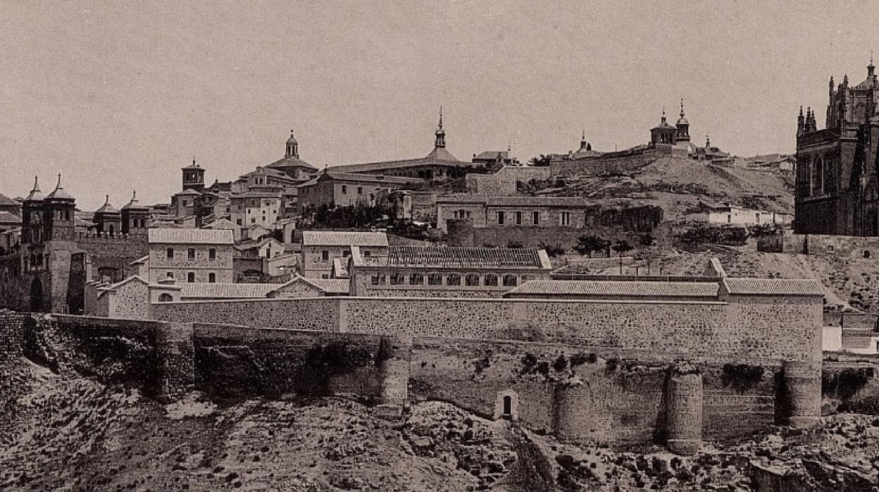 El Matadero en construcción hacia 1891 en una foto de Hauser y Menet. Archivo Municipal de Toledo