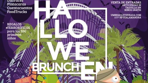 Cartel del brunch familiar por halloween en Umbracle