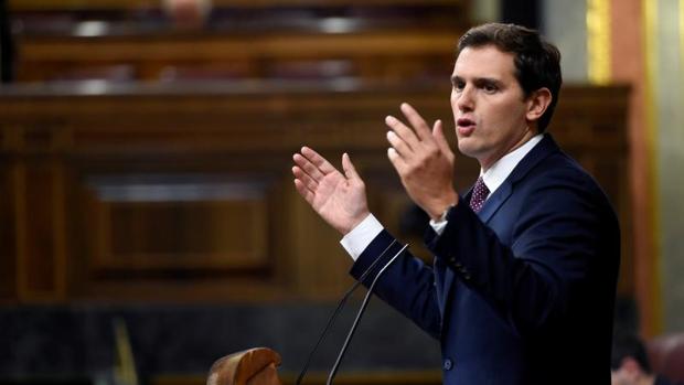 Rivera, durante su intervención en el pleno del Congreso de los Diputados de esta tarde