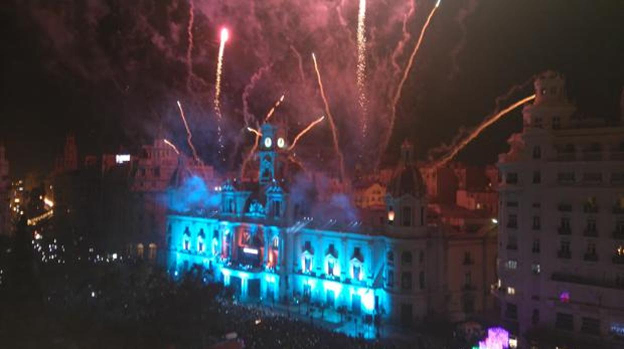 Imagen de la celebración de la Nochevieja en Valencia