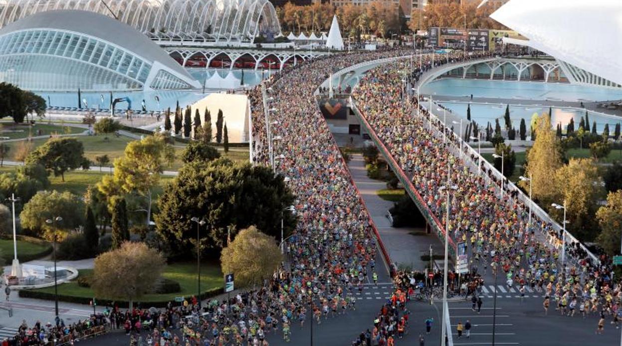 Un momento del maratón de Valencia, este domingo