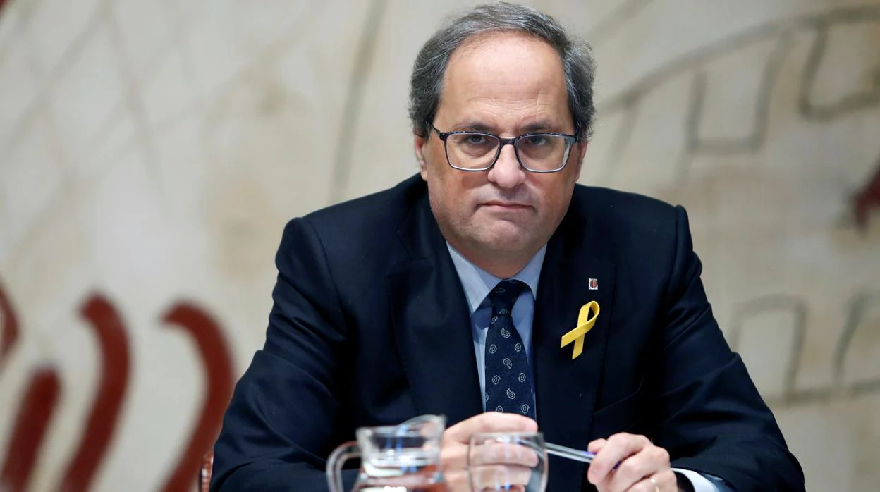El presidente de la Generalitat, Quim Torra, durante la reunión semanal del gobierno catalán