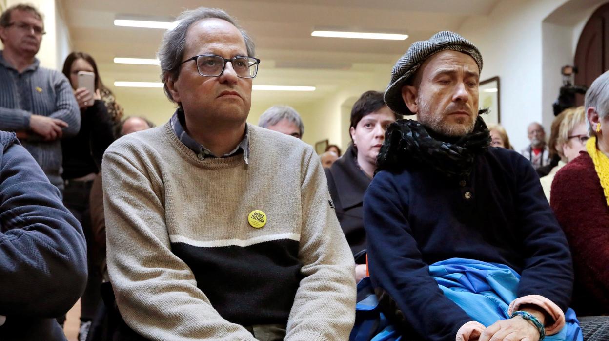 Quim Torra, en Barcelona, tras haber iniciado hoy un ayuno de 48 horas para solidarizarse con los políticos presos