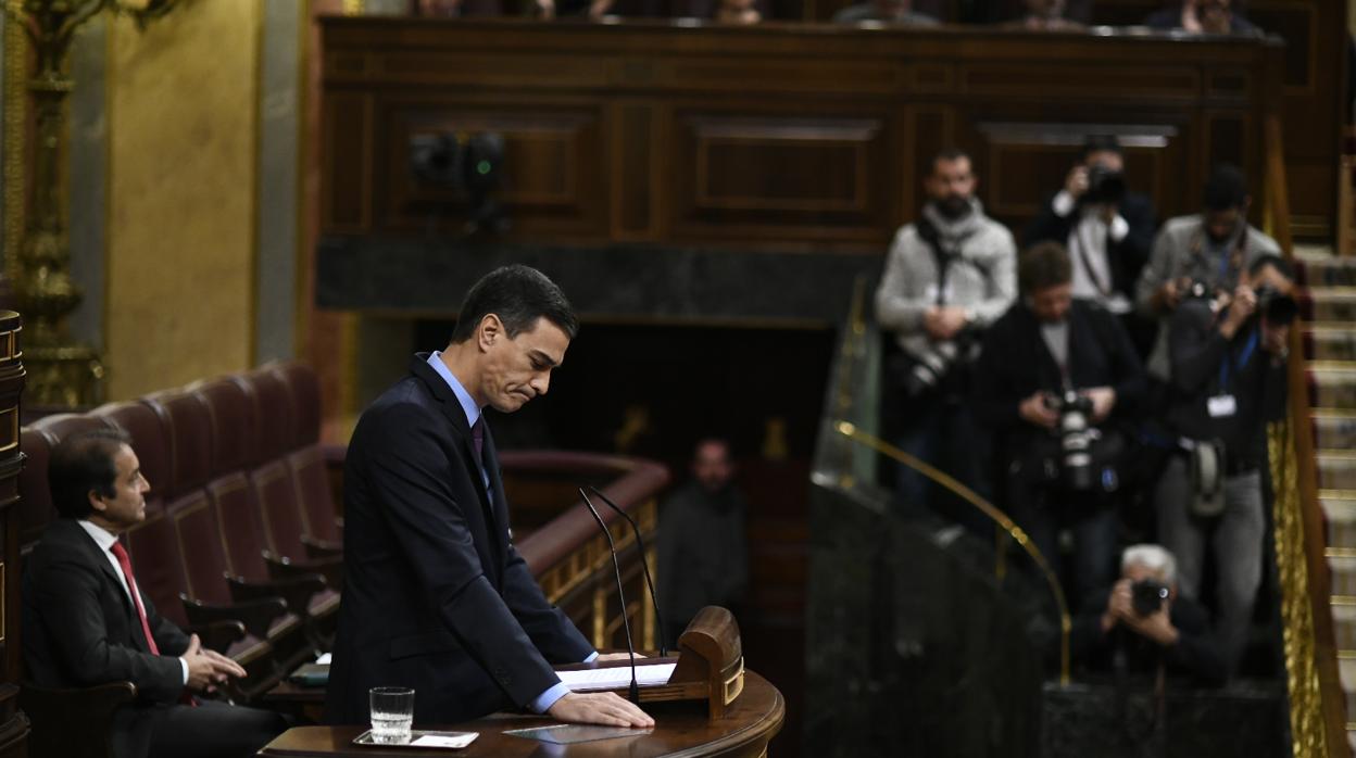 El presidente del Gobierno, Pedro Sánchez, este miércoles en el Congreso de los Diputados