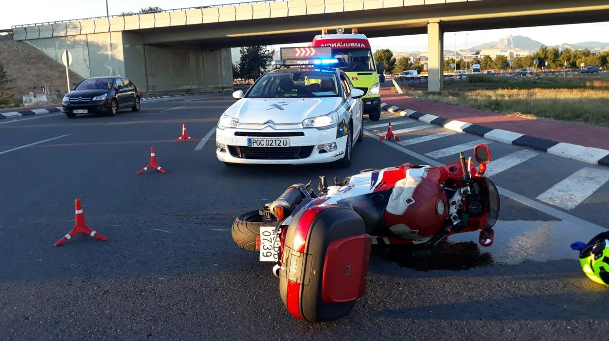 Accidente de moto ocurrido también este jueves en Alicante