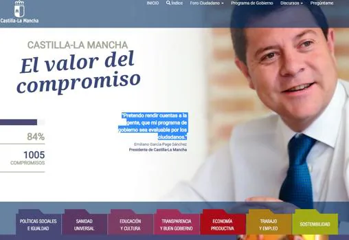 Página principal del Portal de Compromisos del Gobierno de Castilla-La Mancha