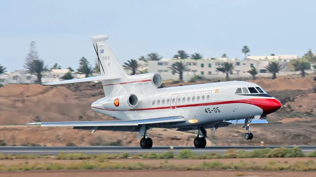 Falcon 900 del Ejército del Aire aterrizando el 29 de diciembre en Lanzarote con Pedro Sánchez