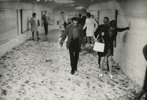 Granizo en la estación de Atocha en 1971