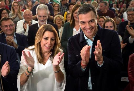 Susana Díaz y Pedro Sánchez en un acto de campaña de las pasadas elecciones andaluzas