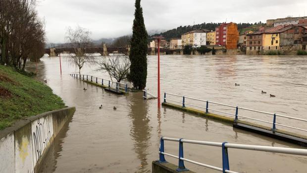 La crecida del Ebro obliga a evacuar tres centros educativos de Miranda (Burgos)