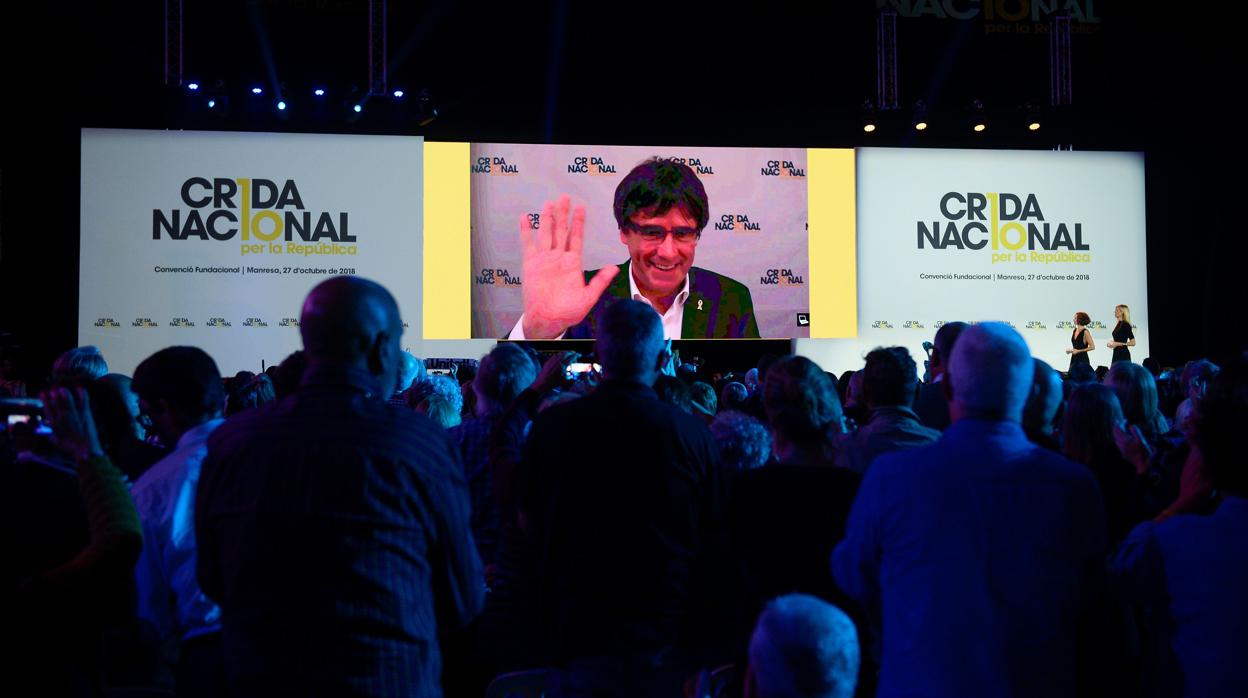 Carles Puigdemont, en el acto de fundación de la Crida en octubre de 2018