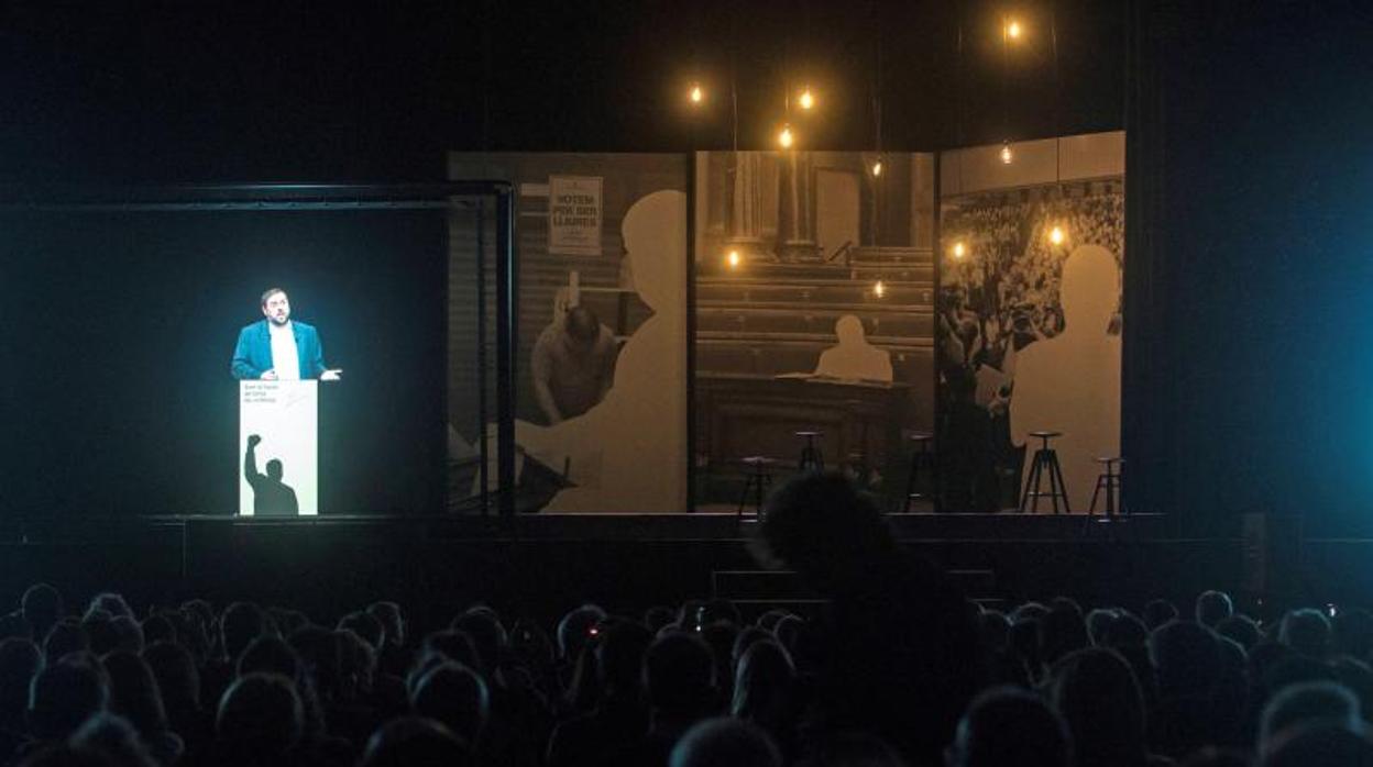 Junqueras, proyectado, en el acto de esta tarde en Barcelona