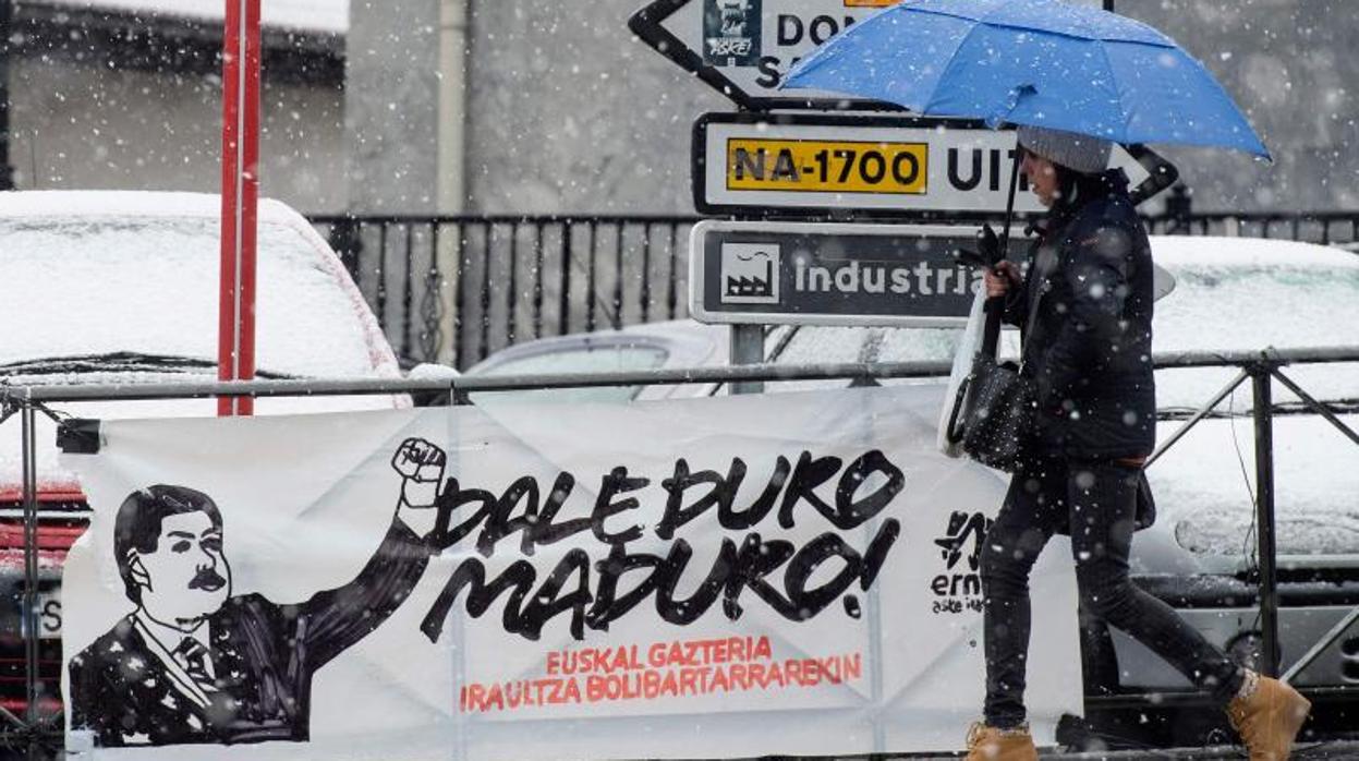 Pancarta en Leiza (Navarra)