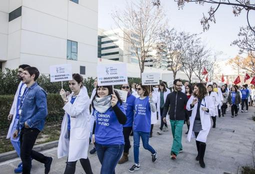 Personal del IIS de La Fe en la manifestación de este miércoles