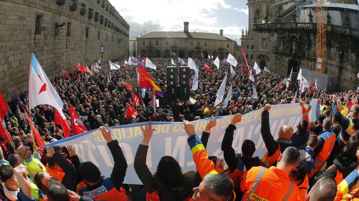 Manifestación celebrada el pasado día 16 en Santiago en defensa de la sanidad pública